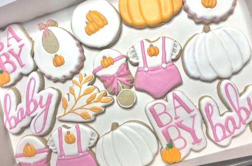pumpkin themed baby shower cookies