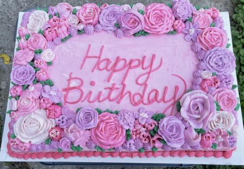 Floral Happy Birthday Sheet Cake