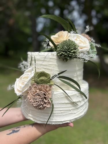 Wedding Cake with Sola Wood Flowers